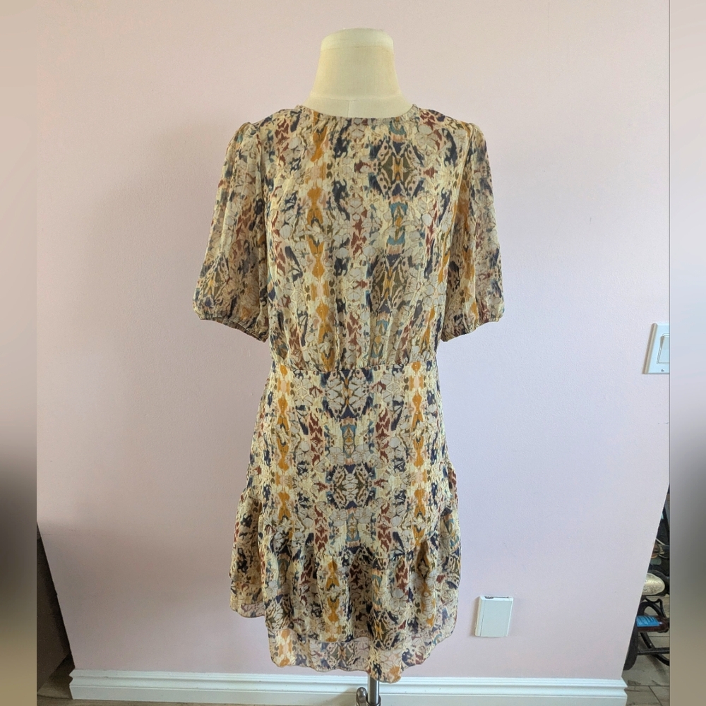 Elegant Multicolor Patterned Dress - Size 8